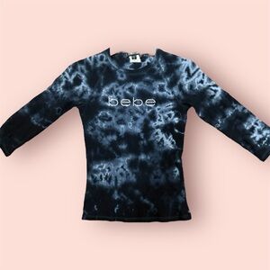 Bebe Vintage Black Tie-Dye Shirt